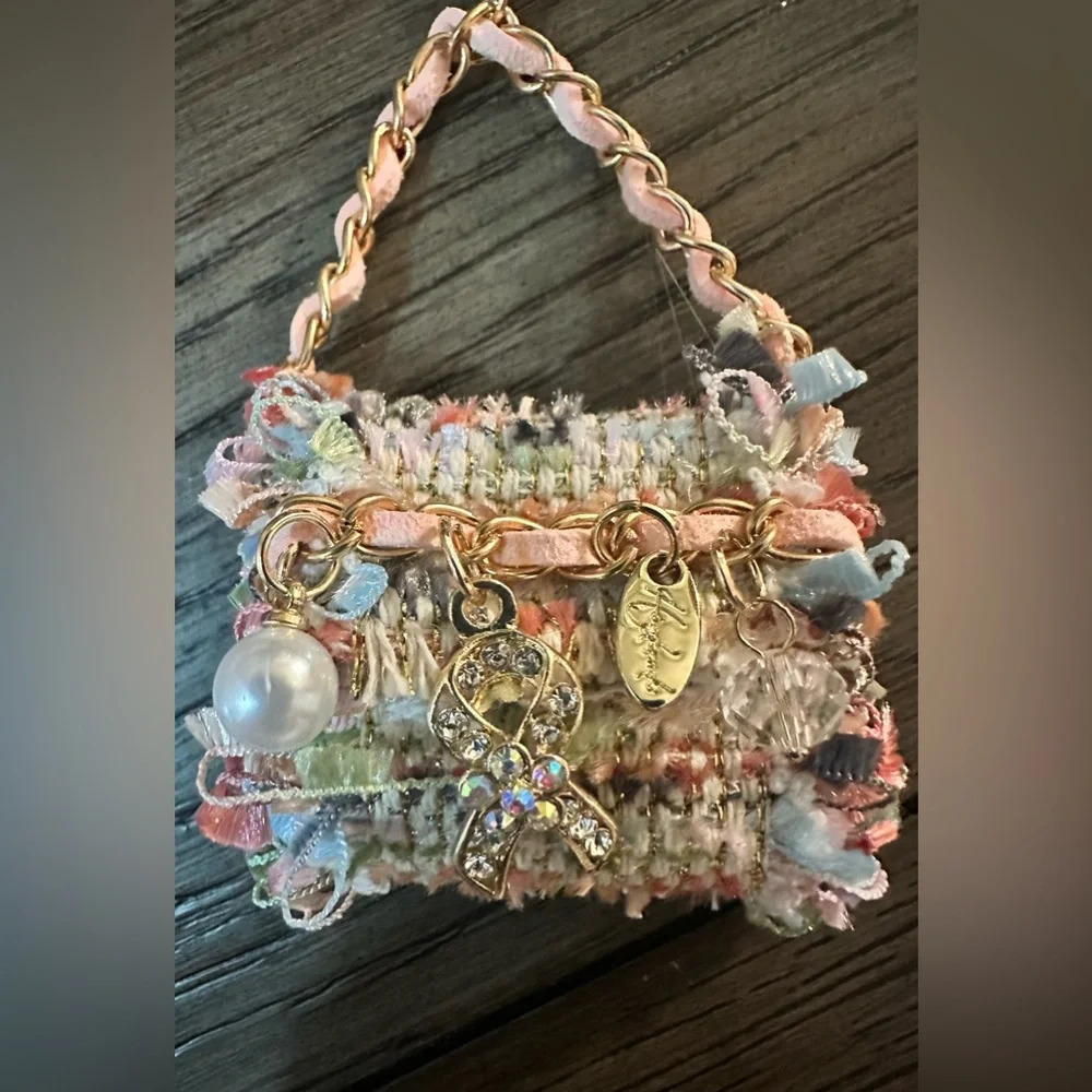 Novelty Mini Handbag Shape Charm Pendant Or Key Ring Colorful NWOT